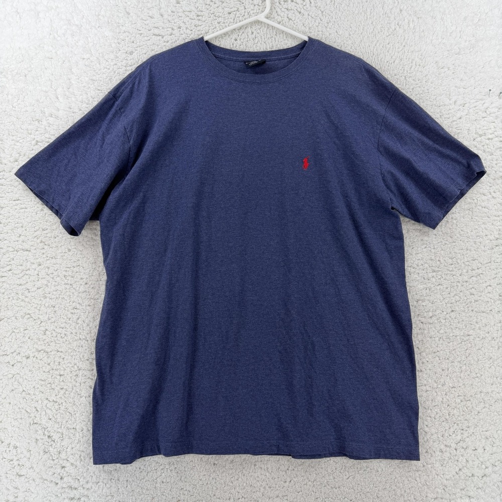 VTG Polo Ralph Lauren Shirt Mens Large Blue Pony Logo Crew Neck Cotton Tee